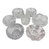 7 Assorted Clear Glass Open Salt Cellars