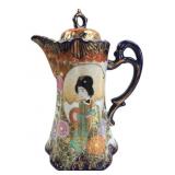Japanese Export Porcelain Geisha Chocolate Pot