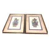 Helen Brown Pair of Framed Floral Art 21x27