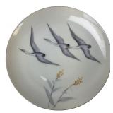 K. Inoue Hand-Painted Porcelain Crane Plate