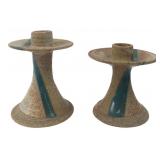 Pair of Studio Pottery Stoneware Candlesticks