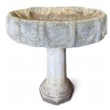 Two-Piece Concrete Shell Motif Birdbath