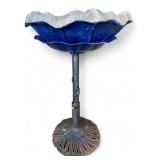 Cast Metal Frog Motif Birdbath 37"H