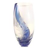 Clear & Blue Art Glass Thistle Vase