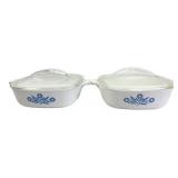 Pair Corning Ware Blue Cornflower Casseroles