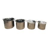 Set of 4 Stainless Steel Stock Pots