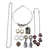 Mixed Costume Jewelry Lot Necklaces Earrings