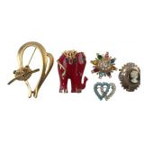 VTG Assorted Costume Jewelry Brooch Lot of 5