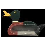 Painted Wooden Mallard Duck Coin Bank