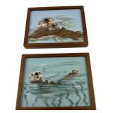 Pair of Misko Acrylic Sea Otter Paintings