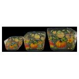 Set of 3 Fall Pumpkin Glass Dishes