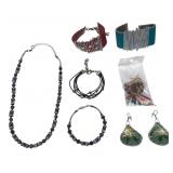 Assorted Beaded & Leather Costume Jewelry Lot