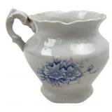 Blue Floral Transferware Ceramic Creamer
