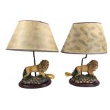 Pair of Sculptural Lion Table Lamps