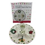 MerryBrite Holiday Ceramic Chip & Dip Tray