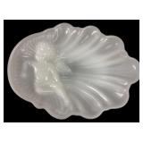 Avon Milk Glass Cherub Shell Dish