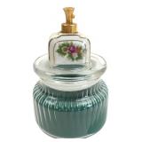 Green Glass Candle & Japan Porcelain Bottle