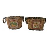Pair of Wicker Baskets with Ceramic Tiles