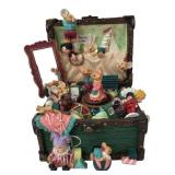Resin Mice in Toy Trunk Music Box 6"H