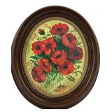 T. Raubinger Framed Floral Oil Painting Poppies