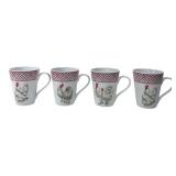 Basic Porcelana Rooster Motif Mugs Set of 4