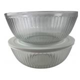 Pyrex Clear Ribbed Mixing Bowls & Lid