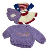 4 Assorted Knitted Miniature Doll Sweaters