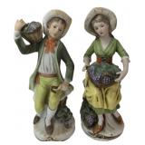 Pair of Homco Grape Harvester Figurines