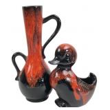 Red Drip Glaze Wawa Canada Vase & Duck Planter