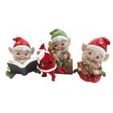 Homco Ceramic Christmas Elves 5406 & Santa
