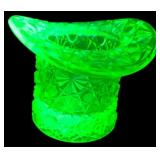 Uranium Glass Top Hat Toothpick Holder