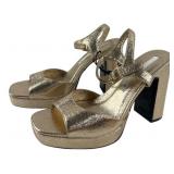 Zara Gold Metallic Platform Sandals Size 38
