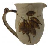 Studio Pottery Stoneware Pitcher Leaf Motif 7 in