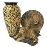 Meijer Wildlife Vase & Big Cat Figurines