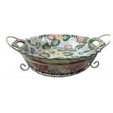 Temp-tations Floral Ceramic Dish w/ Basket 13.5"