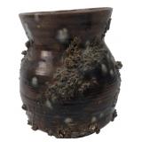 Signed Tom Studio Pottery Textured Vase