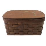 Woven Wood Splint Basket Painted Butterfly Lid