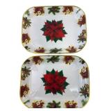 Pair of Poinsettia Melamine Trays 16.5x12.5