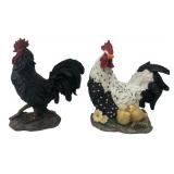 Pair of Decorative Resin Rooster Figurines