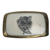Solid Brass Tiger Head Belt Buckle