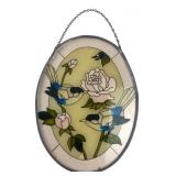 Stained Glass Style Bird & Rose Suncatcher