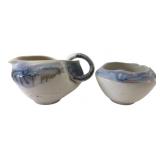 Signed Studio Pottery Creamer & Sugar Bowl