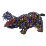 Handmade African Beaded Wire Hippo Figurine