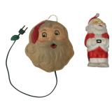 Vintage Lighted Santa Face & Standing Figure Lot