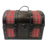 Decorative Wood & Tartan Plaid Trunk