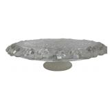 13-Inch Clear Pressed Glass Floral Cake Stand