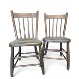Pair of Spindle Back Wooden Side Chairs