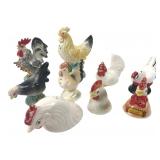 9 Ceramic Rooster & Hen Salt & Pepper Shakers