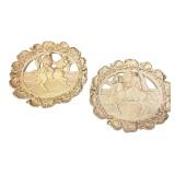 Pair Chalkware Equestrian Wall Plaques