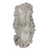 Plaster Angel Relief Wall Plaque 14.5 in